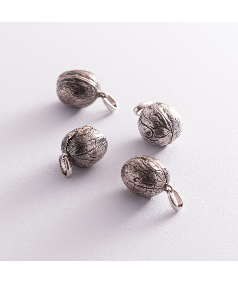 Silver pendant "Cupid in a nut" handmade 133142 Onyx
