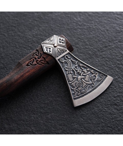 Silver pendant "Axe" with cocobolo wood 7045top Onix