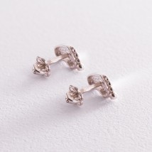 Silver earrings - studs "Baby's feet" 121873 Onyx