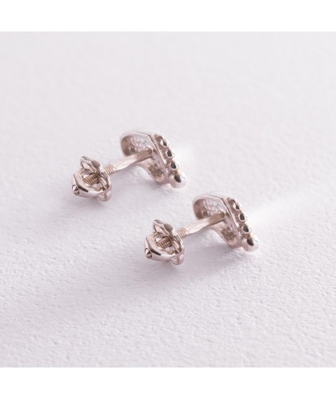 Silver earrings - studs "Baby's feet" 121873 Onyx