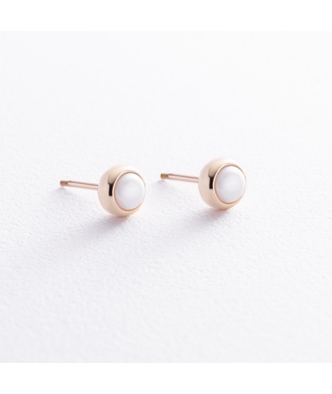 Earrings - studs with pearls (yellow gold) s08505 Onyx