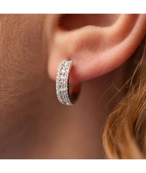 Золотые серьги - кольца с бриллиантами сб0447mi Онікс