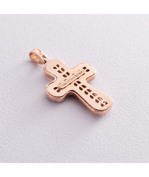 Golden cross with cubic zirconia "Save and preserve" p02254 Onyx