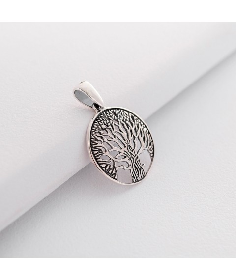 Silver pendant "Tree of Life" 132199 Onyx