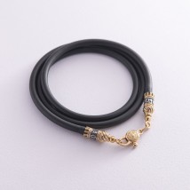 Rubber cord with silver gold-plated lock (4mm) 18330 Onix 60