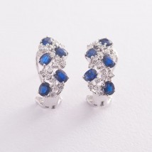 Золоті сережки з синіми сапфірами і діамантами E2671Scha Онікс
