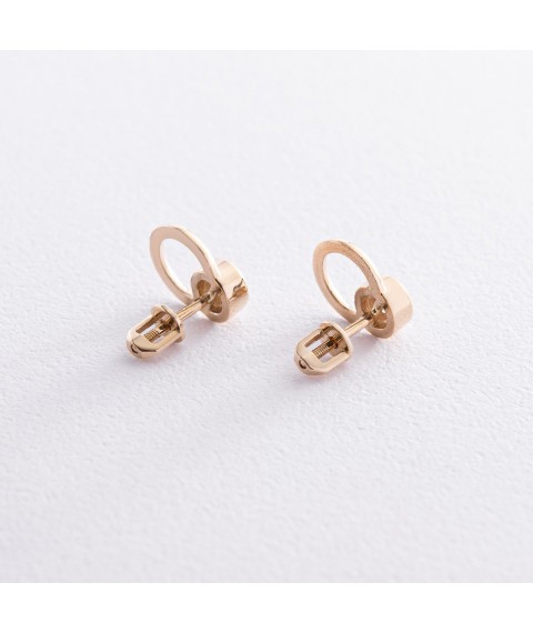 Earrings - studs "April" with cubic zirconia (yellow gold) s08224 Onyx