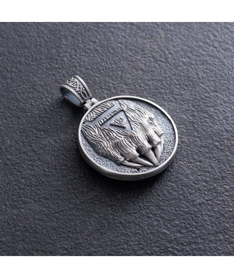Silver pendant "Bear. Bear's paw" 1200 Onyx
