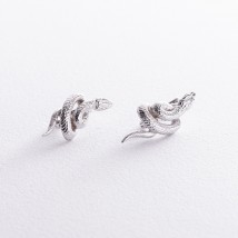 Earrings "Snakes" in white gold (white cubic zirconia) s08478 Onyx
