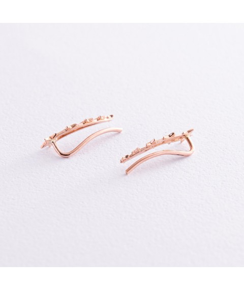 Climber earrings "Stars" in red gold s08200 Onyx