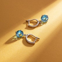 Gold earrings "Attraction" with blue topaz s05290 Onyx