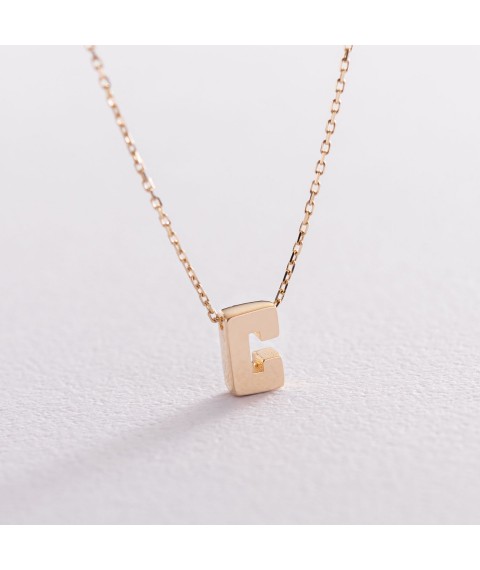 Necklace with the letter "C" in yellow gold kol01164С Onix 45