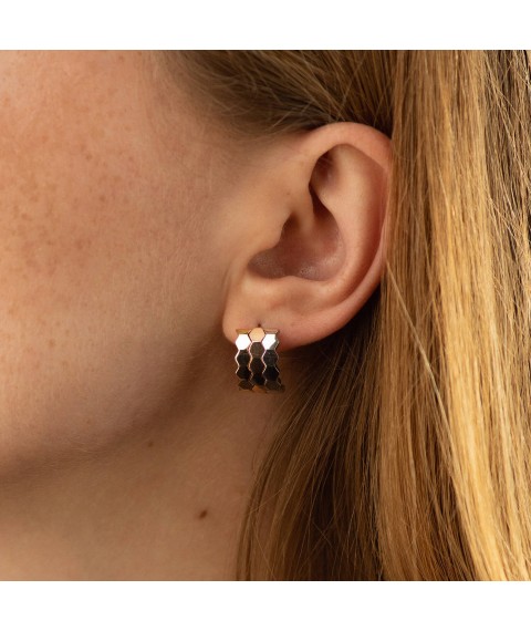 Gold earrings with English clasp s06162 Onyx