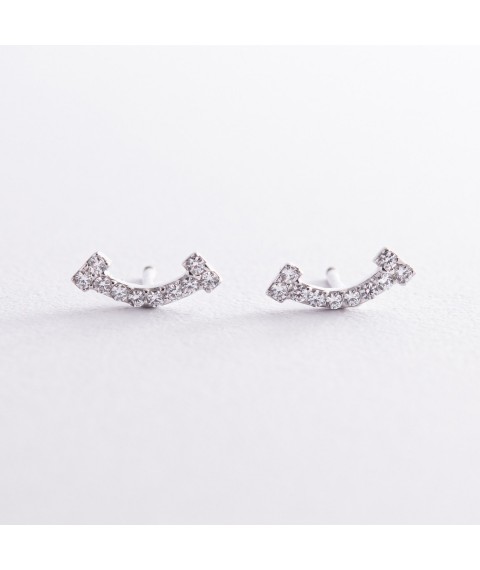 Silver earrings - studs "Smile" with cubic zirconia 902-01085 Onyx