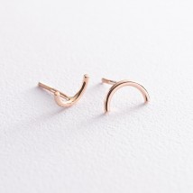 Earrings - studs "Arc" in red gold s07075 Onyx
