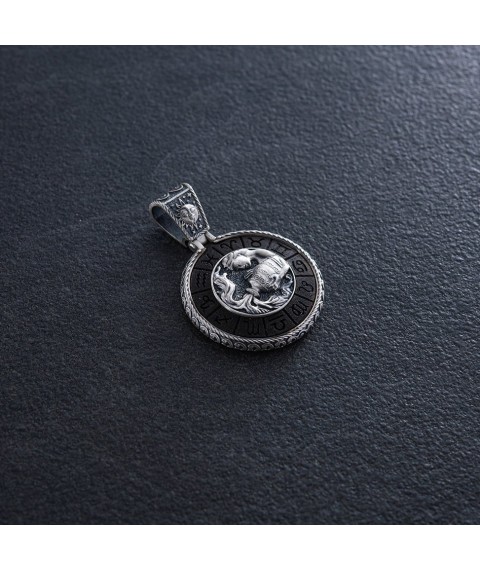 Silver pendant "Zodiac sign Aquarius" with ebony 1041 Aquarius Onyx