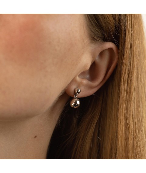 Earrings - studs "Margo" with balls (white gold) s08743 Onyx