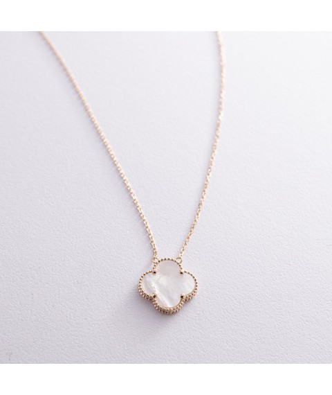 Necklace "Clover" in yellow gold (mother of pearl) count02381 Onix 50