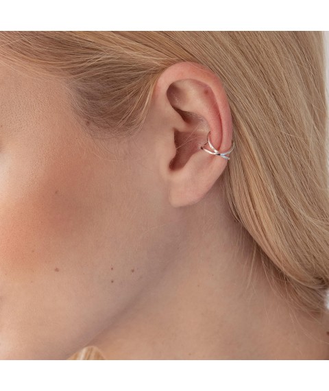 Silver earring - cuff 123203 Onyx