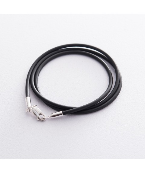 Rubber cord with smooth silver clasp (2mm) 18433 Onix 50