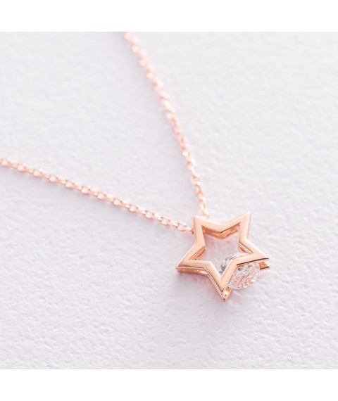 Gold necklace "Star" with cubic zirconia col01900 Onix 45