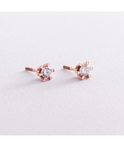 Gold earrings - studs with cubic zirconia s04392 Onyx