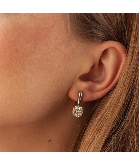 Silver earrings with cubic zirconia 12513 Onyx