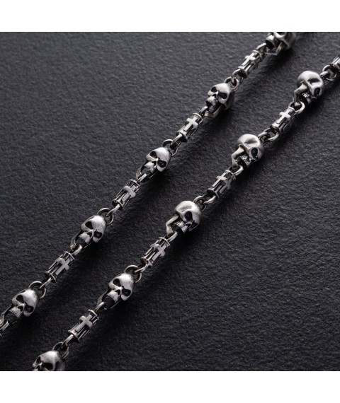 Silver necklace "Skulls" 364 Onyx 65