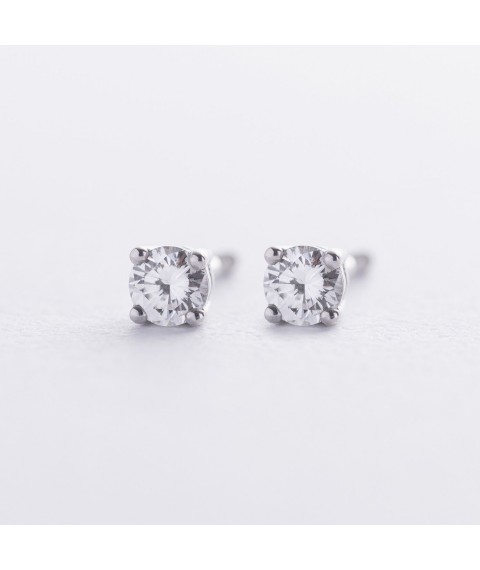 Earrings - studs with diamonds (white gold) 314771121 Onyx