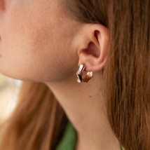 Earrings - rings "Selesta" in red gold s09015 Onyx