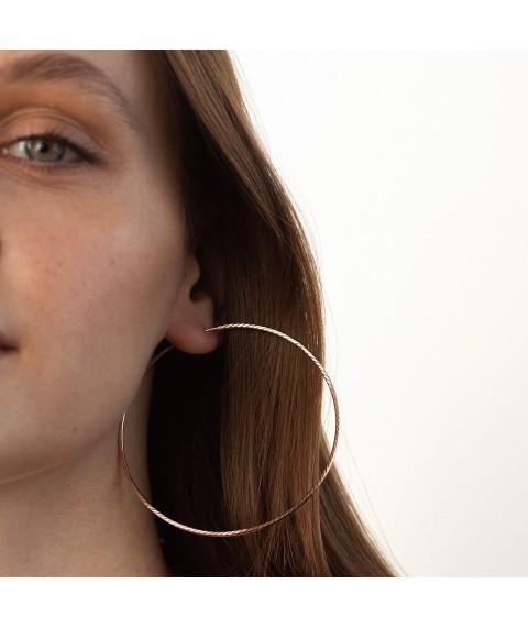 Earrings - rings in red gold (6.8 cm) s05695 Onyx