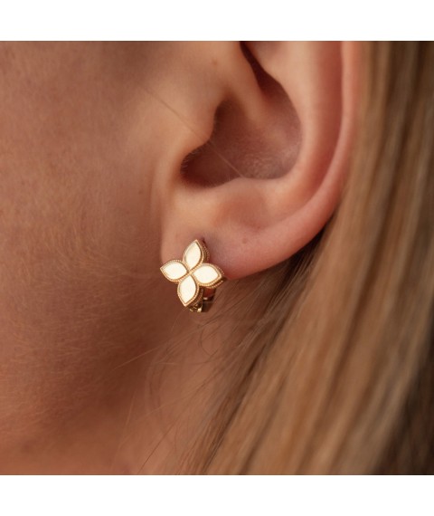Earrings "Clover" in yellow gold s08454 Onyx