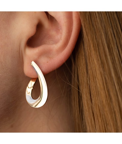 Gold earrings "Droplets" s07409 Onyx
