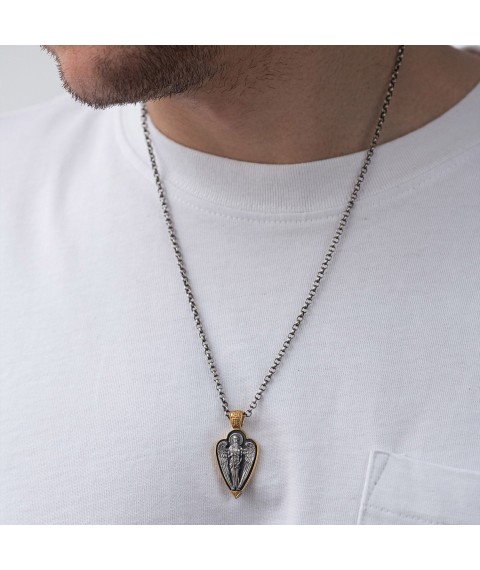 Silver pendant "Angel" with gold plated 131559 Onyx