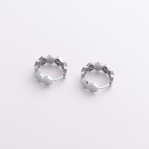 Серьги - кольца "Sonia" в белом золоте с09333 Онікс