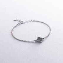 Silver bracelet "Clover" with onyx 141672 Onix 17
