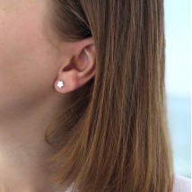 Silver stud earrings "Flowers" 122180 Onyx