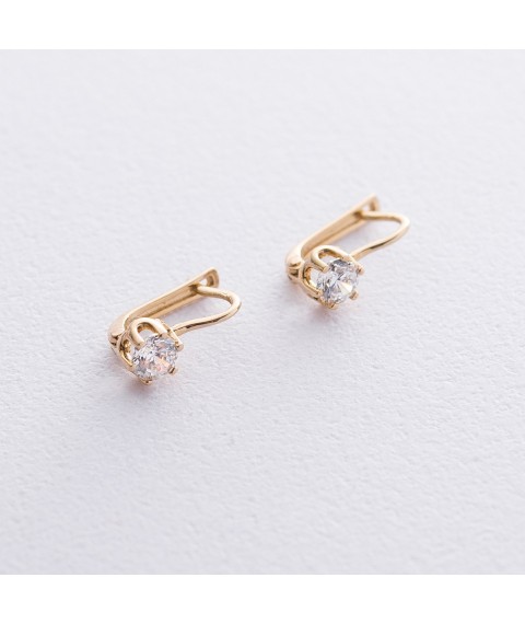Gold earrings with cubic zirconia s05965 Onyx