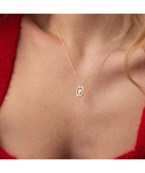 Necklace with the letter "P" in yellow gold col02463r Onyx 45