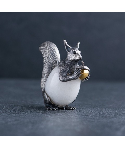 Handmade silver figure "Squirrel with a nut" 23179f Onix