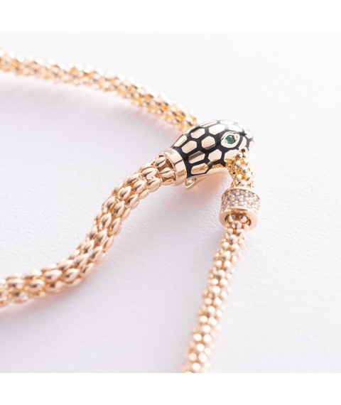 Necklace "Snake" in yellow gold (cubic zirconia, enamel) count01728 Onyx 50
