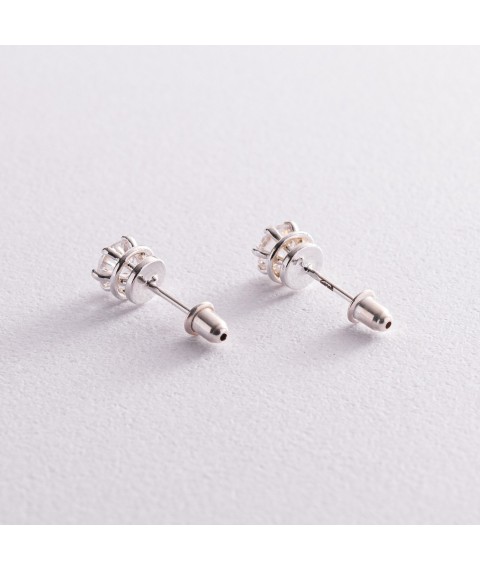 Silver earrings - studs (cubic zirconia) 12611 Onyx