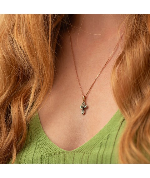 Golden Orthodox cross "Crucifixion" p01576 Onyx