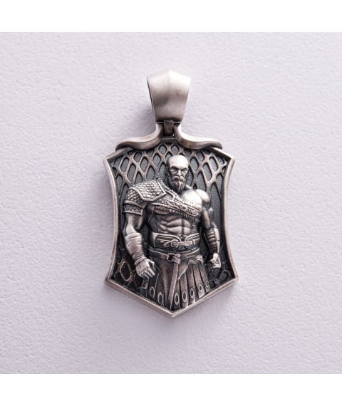 Мужской серебряный кулон "Воин" 378 Онікс