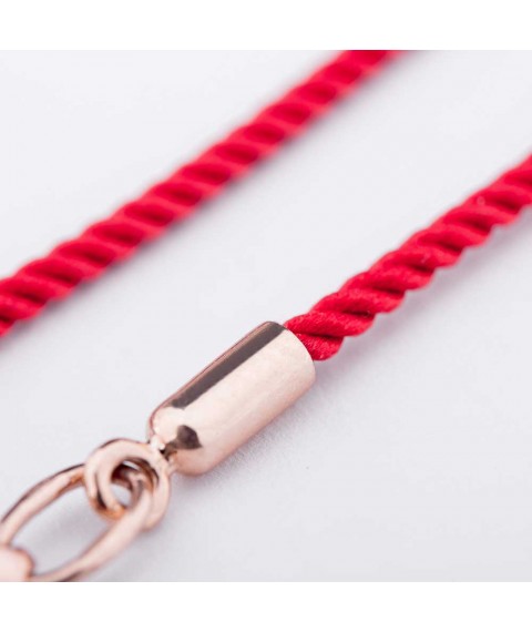 Silk red bracelet with gold smooth clasp b02271 Onix 18