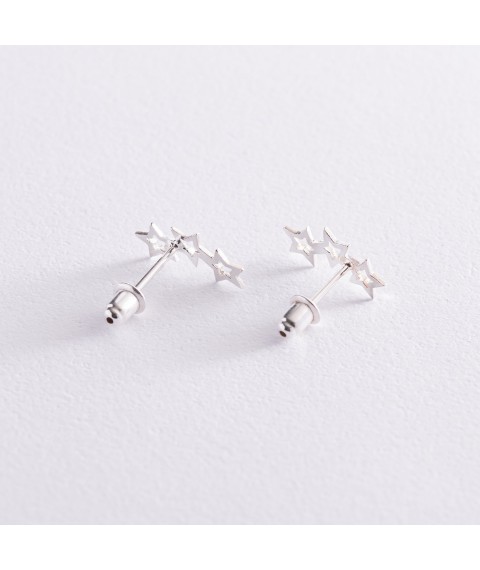 Silver earrings - studs "Stars" 123021 Onyx