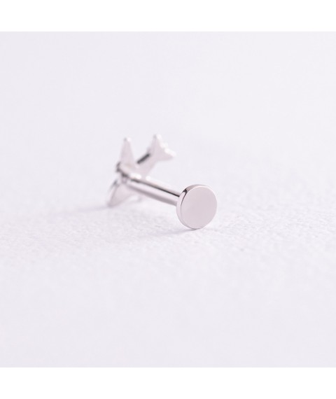 Single earring "Airplane" in ear cartilage (white gold) s08220 Onyx