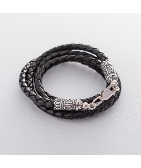 Leather cord with silver clasp 18722 Onix 45