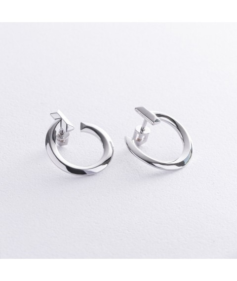 Earrings - studs "Evelyn" in white gold s08654 Onyx