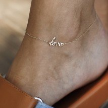 Gold ankle bracelet "Love" b03685 Onix 27